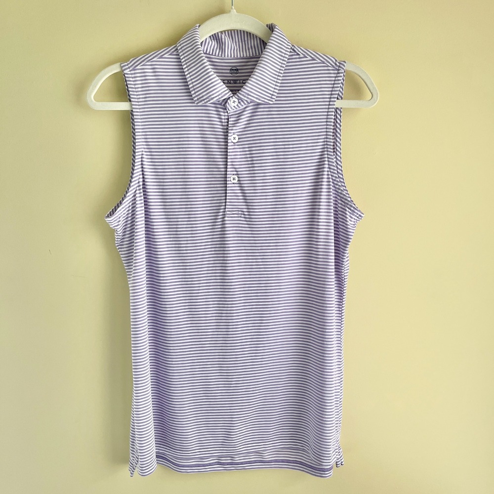 Renwick Golf Polo Women's Medium Lavender Purple Stripes 100% Pima Cotton Preppy